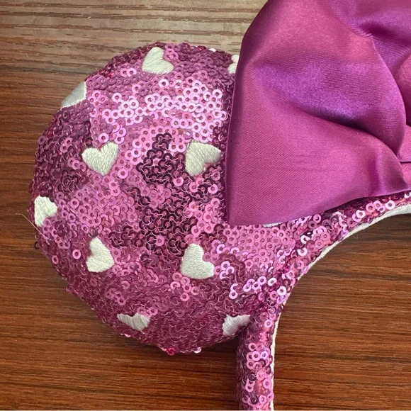 Disney Parks Purple with White Hearts Valentines 2022 Minnie Ears Headband - Picture 2 of 10